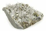 Gleaming Pyrite and Chalcopyrite on Quartz Crystals - Peru #238969-1